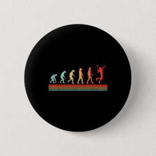 Retro Vintage Badminton Player Evolution 6 Cm Round Badge