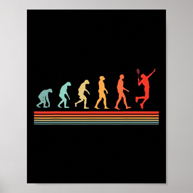 Retro Vintage Badminton Player Evolution  Poster (Front)