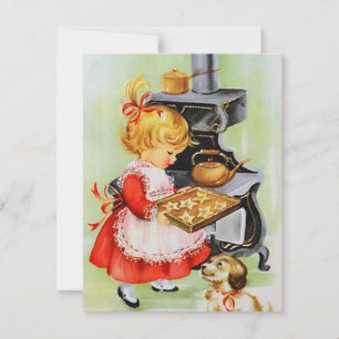 Retro vintage baking child Christmas card