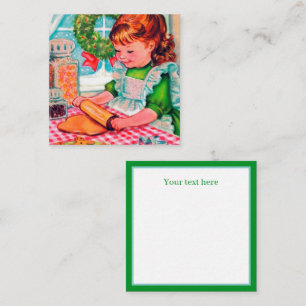 retro vintage baking Christmas girl Card