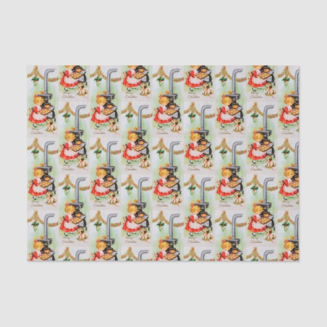 Retro vintage baking girl party tissue tissue paper (Front)