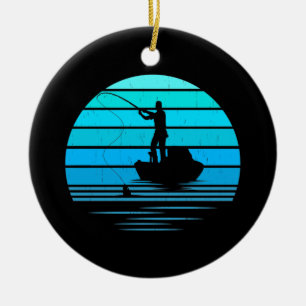 Retro Vintage Bass Fishing Fisherman Father's Day Ceramic Ornament