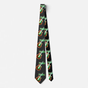 Retro Vintage Bass Guitar Music Neon Sign in Green Tie