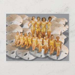 Retro Vintage Bathing Beauties on Sand Dollars Postcard