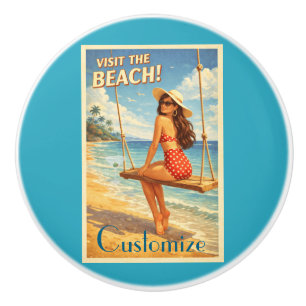 Retro Vintage Bathing Beauty Thunder_Cove Ceramic Knob
