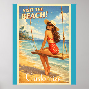 Retro Vintage Bathing Beauty Thunder_Cove  Poster