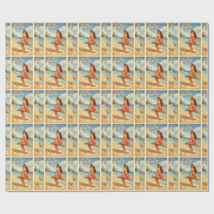 Retro Vintage Bathing Beauty Thunder_Cove Wrapping Paper