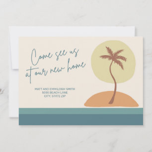 Retro Vintage Beach Palm Trees Moving Announcement