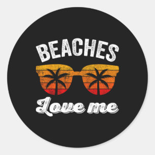 Retro Vintage Beaches Love Me Shirt Funny Beach Va Classic Round Sticker