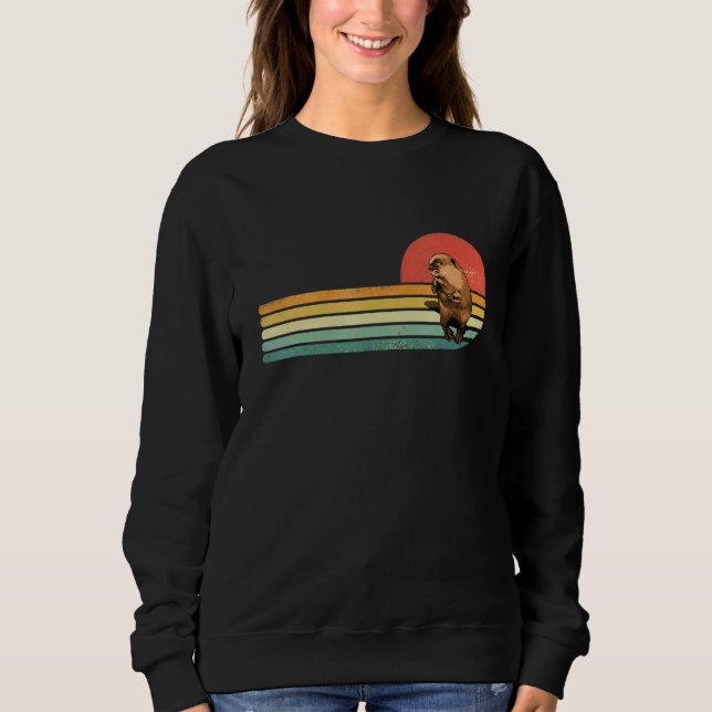 Retro Vintage Beaver Animal Beaver  Beaver Hunting Sweatshirt (Front)