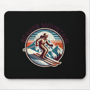 Retro vintage beaver mountain utah ski resort mouse pad