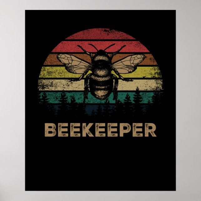 Retro Vintage Beekeeper Beekeeping Bee Gift Poster (Front)