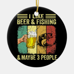 Retro Vintage Beer and Fishing Lover Men Women  Ceramic Ornament