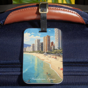 Retro Vintage Benidorm Spain Travel Mediterranean Luggage Tag