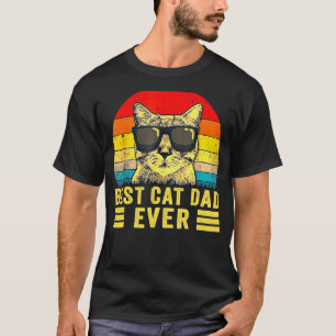 Retro Vintage Best Cat Dad Ever Bump Fit Father Da T-Shirt