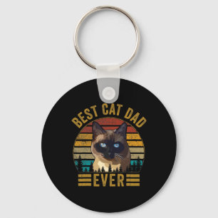 Retro Vintage Best Cat Dad Ever Fathers Day Siames Key Ring