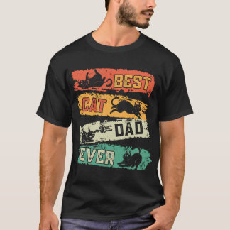 Retro Vintage Best Cat Dad Ever Kitty Dad Daddy Fa T-Shirt