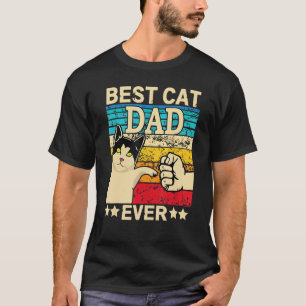 Retro Vintage Best Cat Dad Ever Tee Cat Daddy Fath