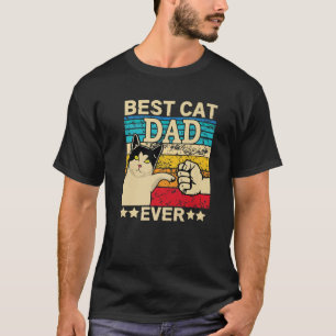 Retro Vintage Best Cat Dad Ever Tee Cat Daddy Fath
