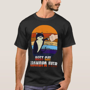 Retro Vintage Best Cat Grandpa Ever Fist Bump Gra T-Shirt