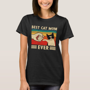 Retro Vintage Best Cat Mom Ever Fist Bump  Cat T-Shirt