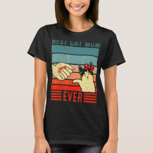 Retro Vintage Best Cat Mum Ever Fist Bump  Cat T-Shirt