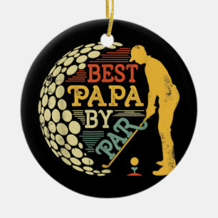 Retro Vintage Best Papa By Par Tee Men Golfing Ceramic Ornament