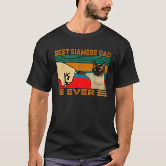 Retro Vintage Best Siamese Cat Dad Ever Fist Bump T-Shirt