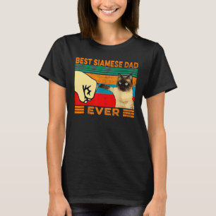 Retro Vintage Best Siamese Cat Dad Ever Fist Bump T-Shirt