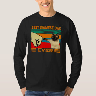 Retro Vintage Best Siamese Cat Dad Ever Fist Bump T-Shirt
