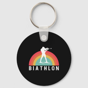 Retro Vintage Biathlon Skiing Shooting Biathlete  Key Ring