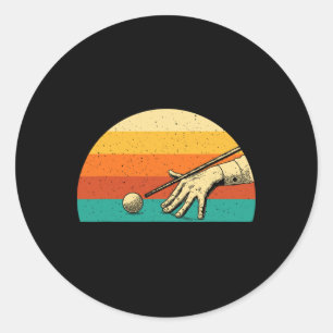 Retro Vintage Billiards Game - 8 Ll Pool Player To Classic Round Sticker