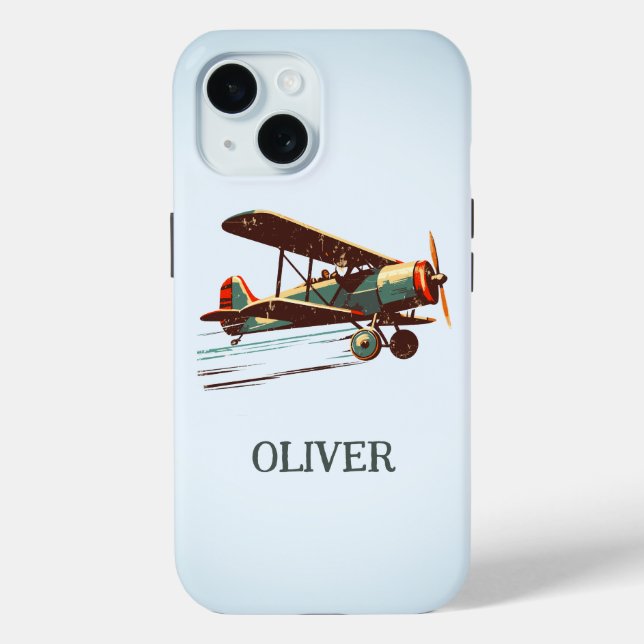 Retro Vintage Biplane Personalised Case-Mate iPhone Case (Back)