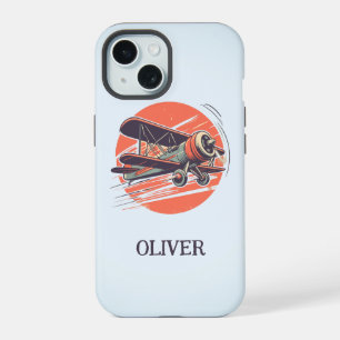 Retro Vintage Biplane Personalised iPhone 15 Case