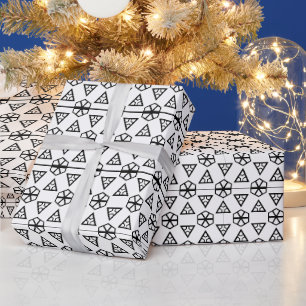 Retro vintage black and white midcentury modern wrapping paper