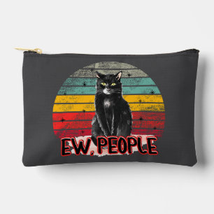 Retro Vintage Black Cat Ew People Accessory Pouch