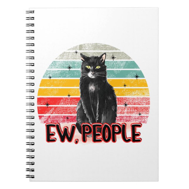 Retro Vintage Black Cat Ew People Notebook (Front)