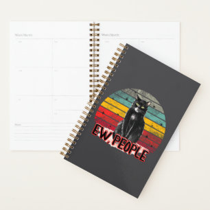 Retro Vintage Black Cat Ew People Planner