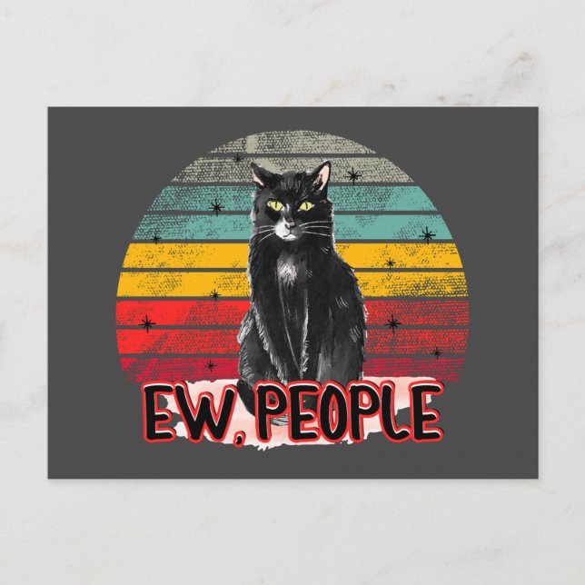 Retro Vintage Black Cat Ew People Postcard (Front)