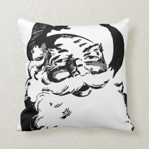Retro Vintage Black & White Christmas Santa Claus Cushion
