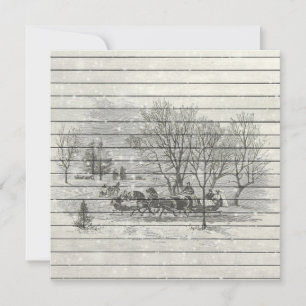 Retro   Vintage Black White Winter Scenery Holiday Card