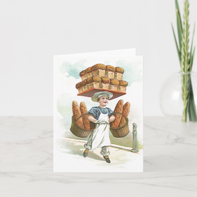 Retro Vintage Blank Note Card Share Bread Recipe (Front)