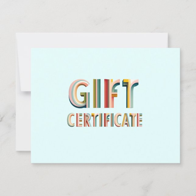Retro Vintage Blue Gift Certificate (Front)
