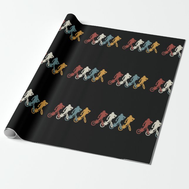 Retro vintage BMX Wrapping Paper (Unrolled)