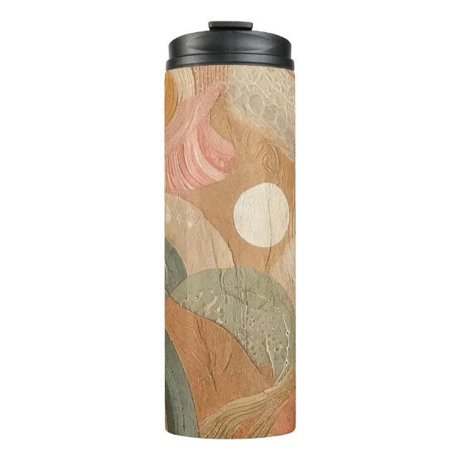 Retro Vintage Bohemian Earthy Abstract Design Thermal Tumbler (Front)