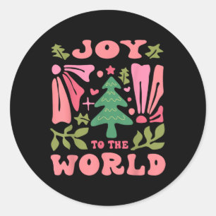 Retro Vintage Boho Joy To The World Christmas Classic Round Sticker