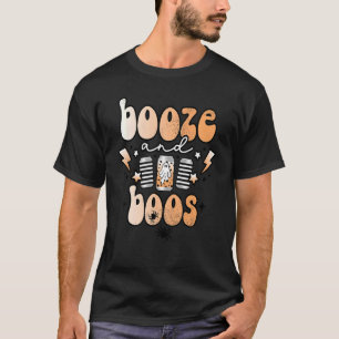 Retro Vintage Boos And Booze Beer Halloween Spook T-Shirt