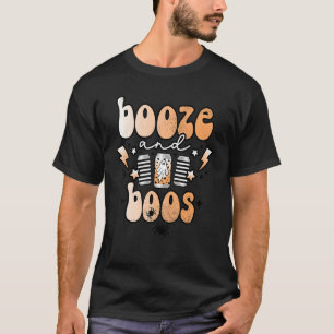 Retro Vintage Boos And Booze Beer Halloween Spook T-Shirt