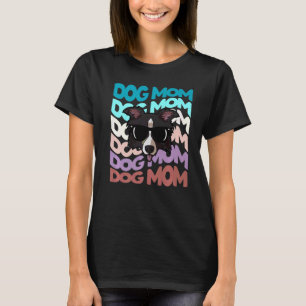 Retro Vintage Border Collie Dog Mum Cool Sunglasse T-Shirt