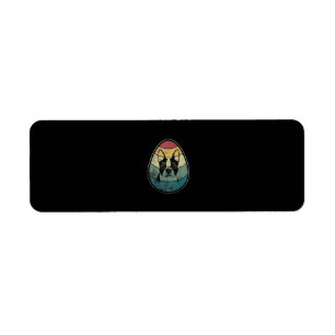 Retro Vintage Boston Terrier Dog Egg Happy Easter Return Address Label